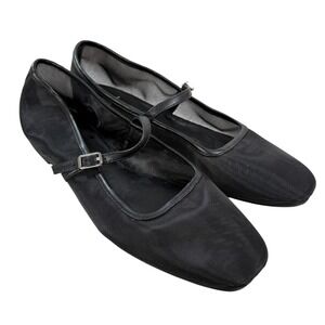 Wild Fable Women Black Mesh Ballet Flats Mary Jane Buckle Square Toe Size 9